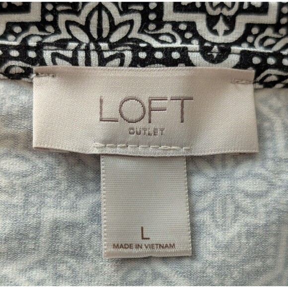 Ann Taylor Loft Midi Dress Size L Sleeveless Geo Floral Print Round Neck Flowy - Picture 5 of 9